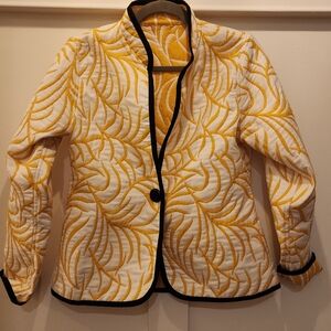 Trimdin Classic Palm Lemon Reversible Jacket Bright Yellow Jacquard Made in USA